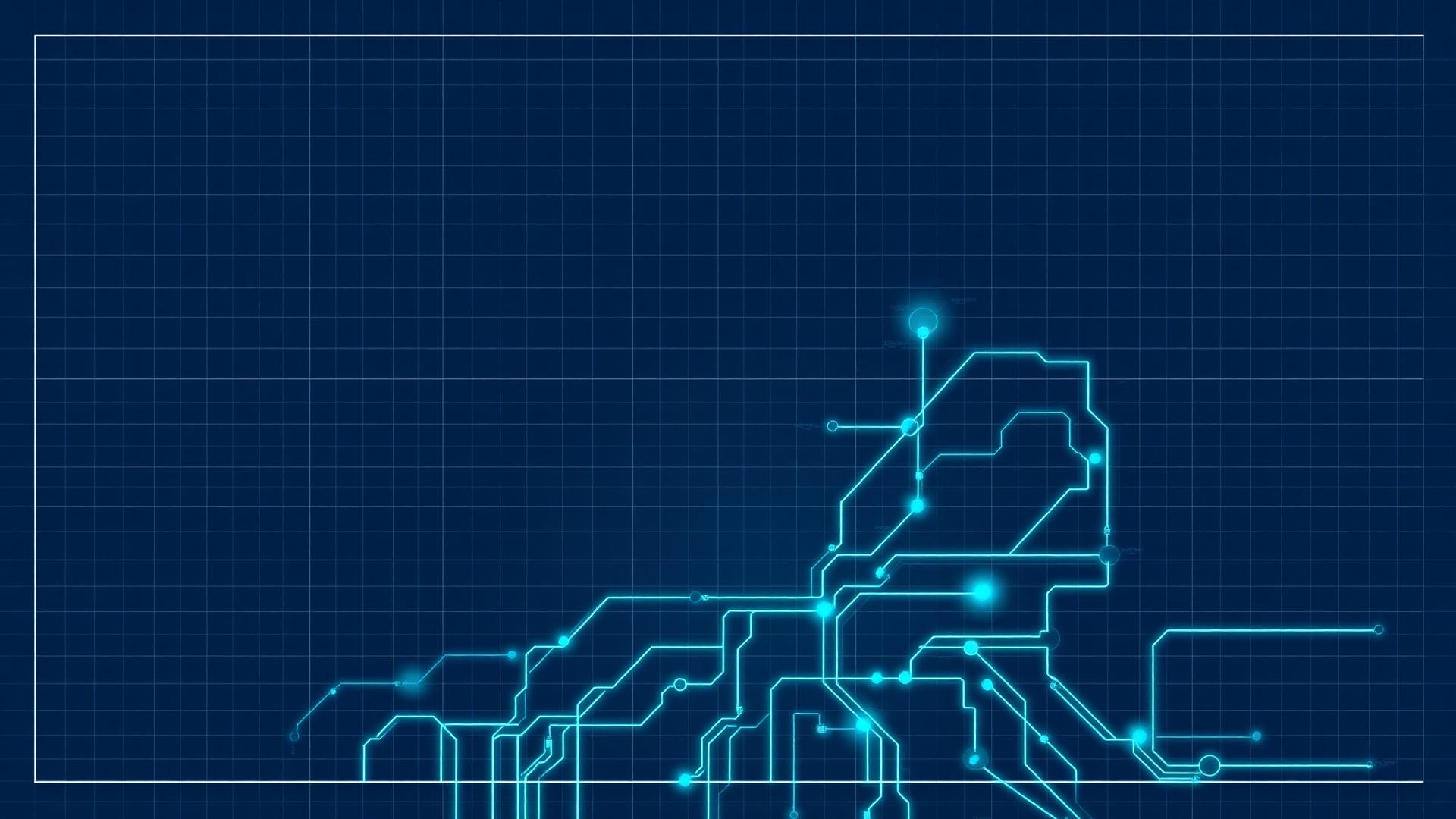 Sfondo blueprint tecnico con circuiti luminosi teal